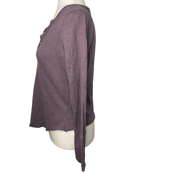 NWOT Women's Chaser waffle knit purple long sleeve henley top - Small - Picture 2 of 4